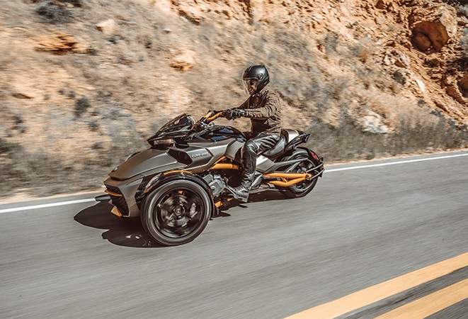 Man riding on a Can-Am Spyder F3-S Special Series Man riding on a Can-Am Spyder F3-S Special Series
